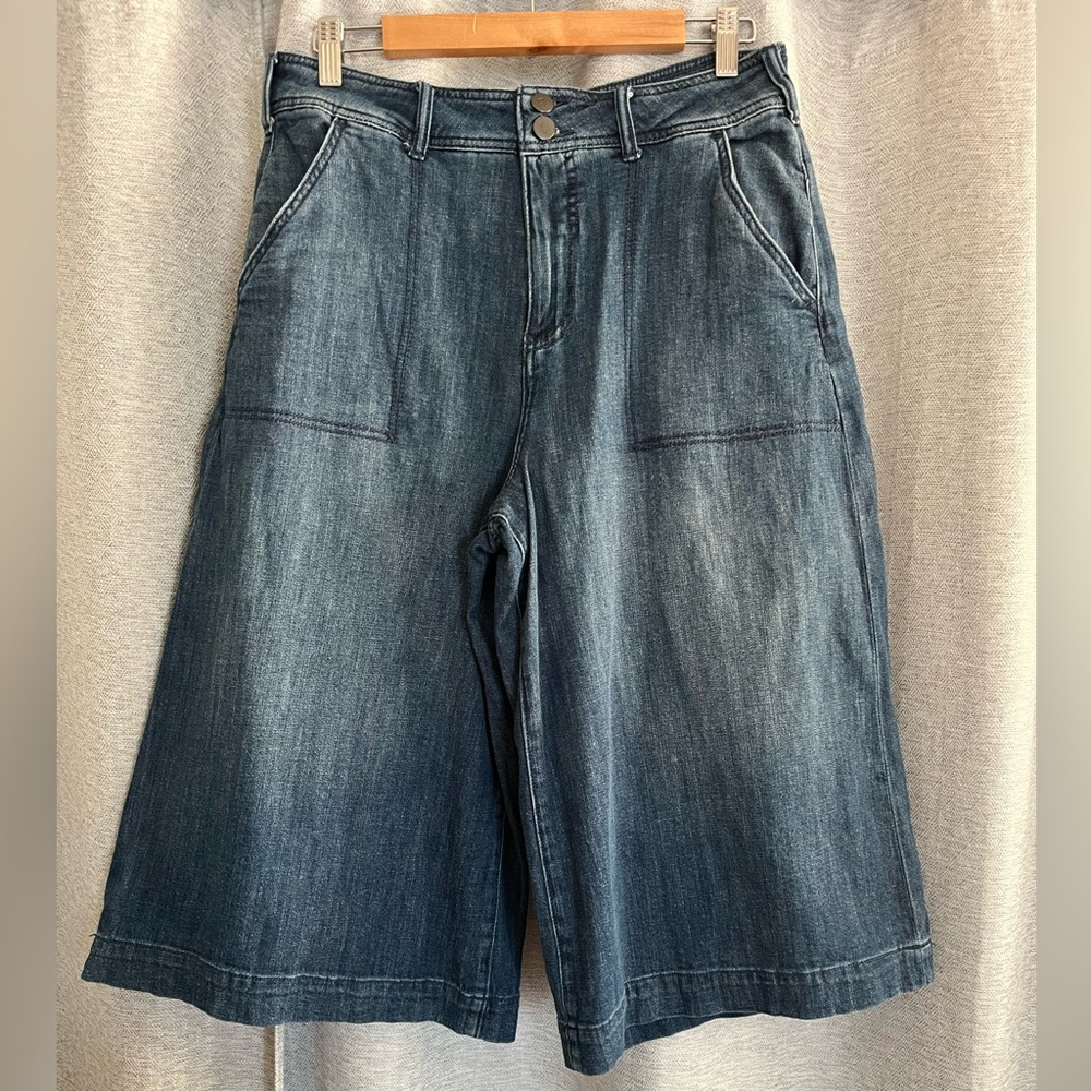 Anthropologie Pilcro Classic Blue Denim Wide Crop Jeans